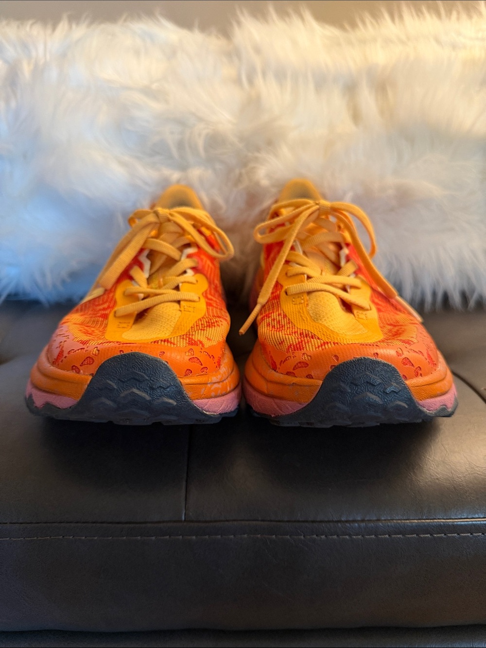 Hoka Speedgoat 6 Orange, Yellow & Pink Trail Sneakers 8.5 - Picture 5 of 8